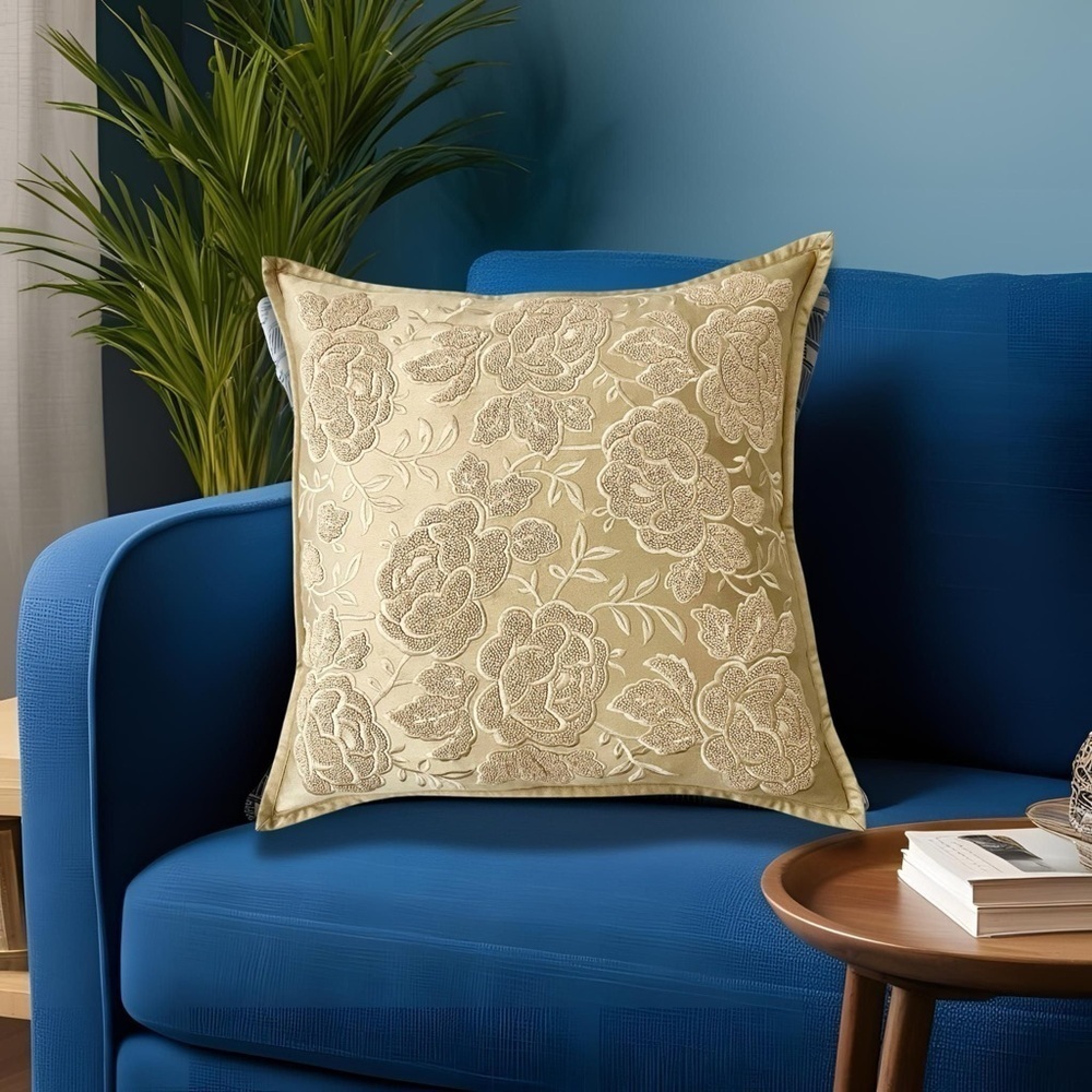 NWT Ralph Lauren Annison Deco Embroidered 20x20 Decor Pillow Gold Beige MSRP$355